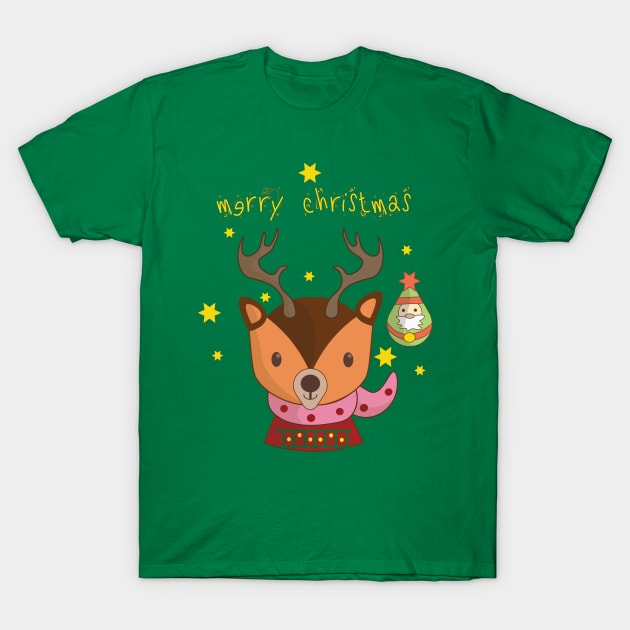 Santa's Reindeer T-Shirt by TeeeeeeTime